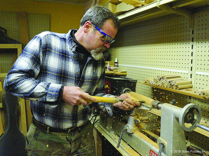 Don turns the table leg extensions on his lathe. His eye for precision is immaculate!